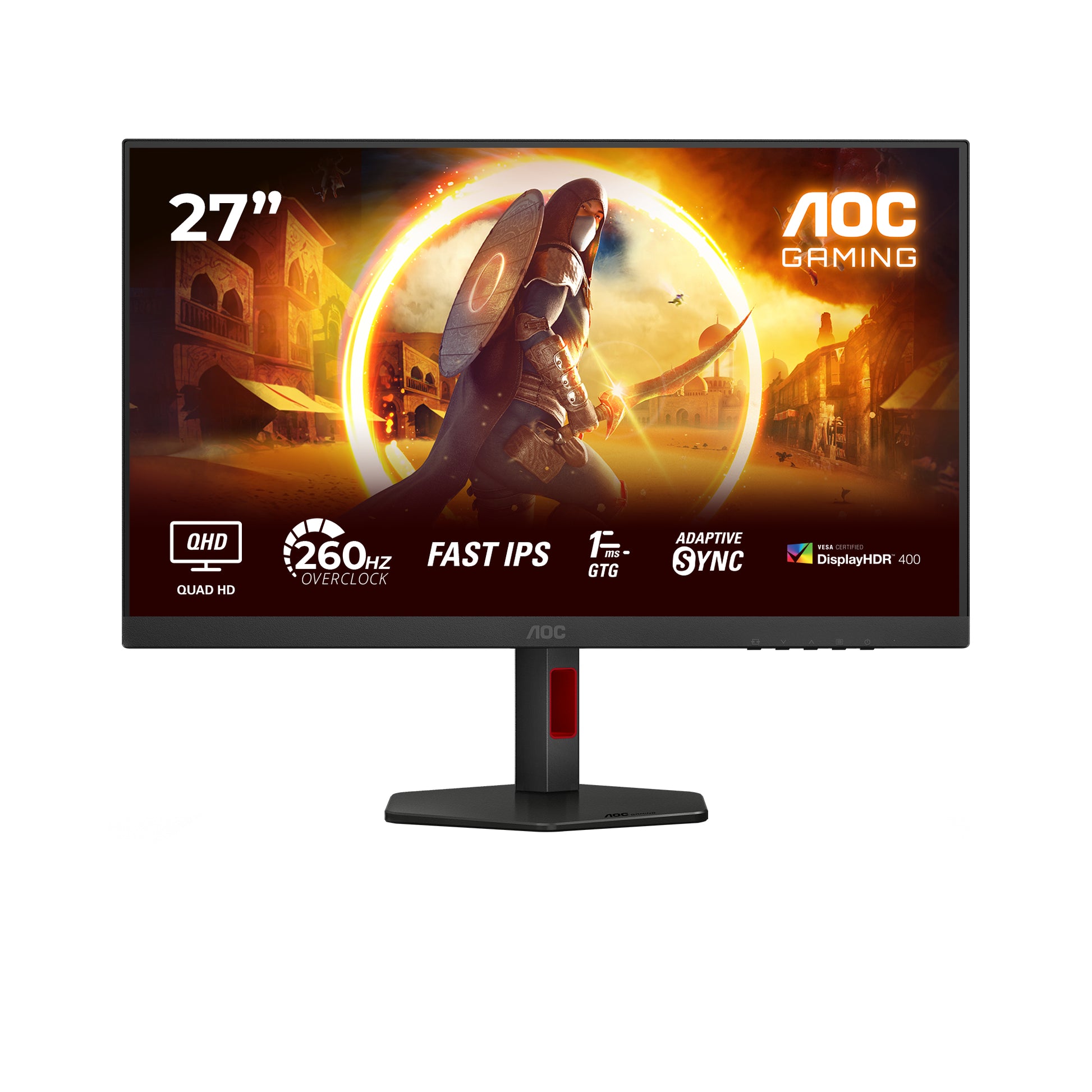 AOC Q27G4ZR – Monitor, 27", 2560 × 1440 (WQHD), IPS, 260 Hz, Adaptive Sync, Lautsprecher, Rot