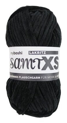 myBoshi Chenille Samt XS Wolle 100% Polyester Schwarz – 50 g, 90 m, Nadel 4 mm, 1 Stk.