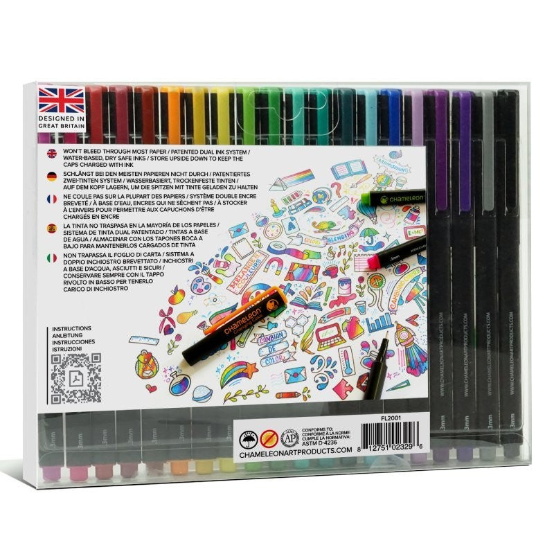 Chameleon FL2001 Fineliner Set – 20 Stk., 0,3 mm, sortiert