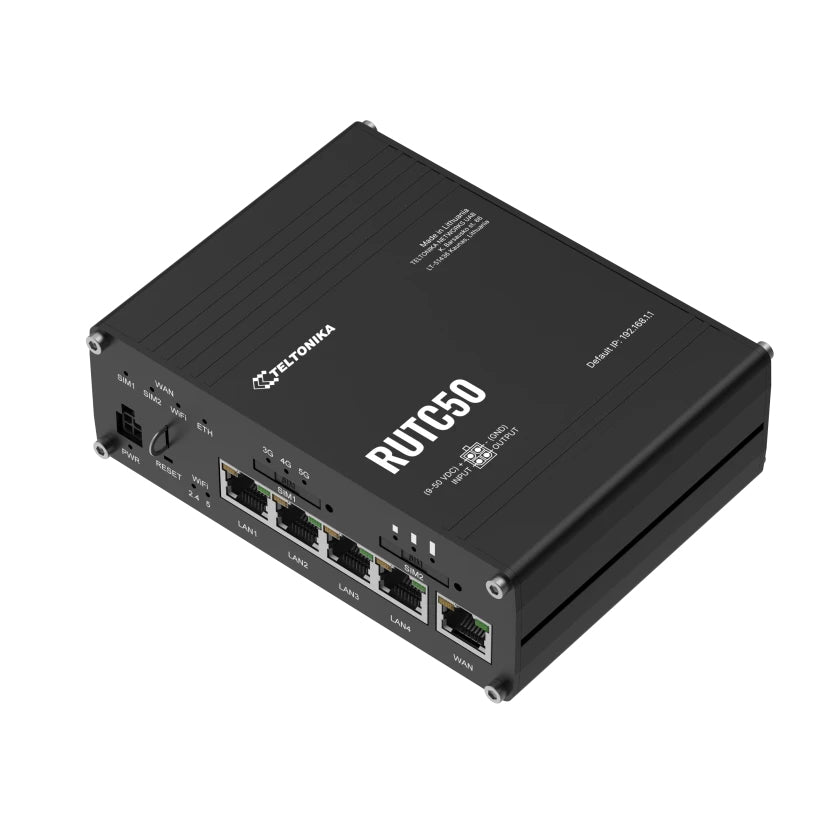 Teltonika RUTC50 – LTE/5G-Router, 5G, Wi-Fi 6, Dual-Band (2,4/5 GHz), 5x RJ-45