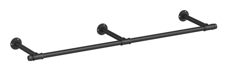 Songmics Wandgarderobe – Stahl, Schwarz, 170 × 30,4 × 7 cm, Traglast 68 kg