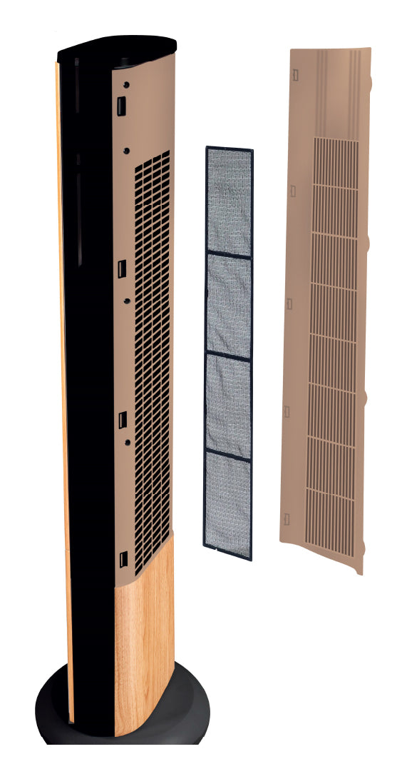 Solis Turmventilator Easy Breezy 757 – 50 W, 3 Stufen, oszillierend, Timer, Fernbedienung, 44,8 dB, Holz