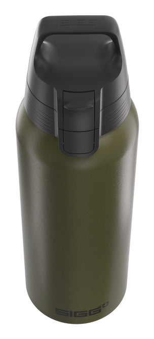 SIGG WBM One Kindertrinkflasche 1 l – Druckknopfdeckel, Aluminium, Dunkelgrün