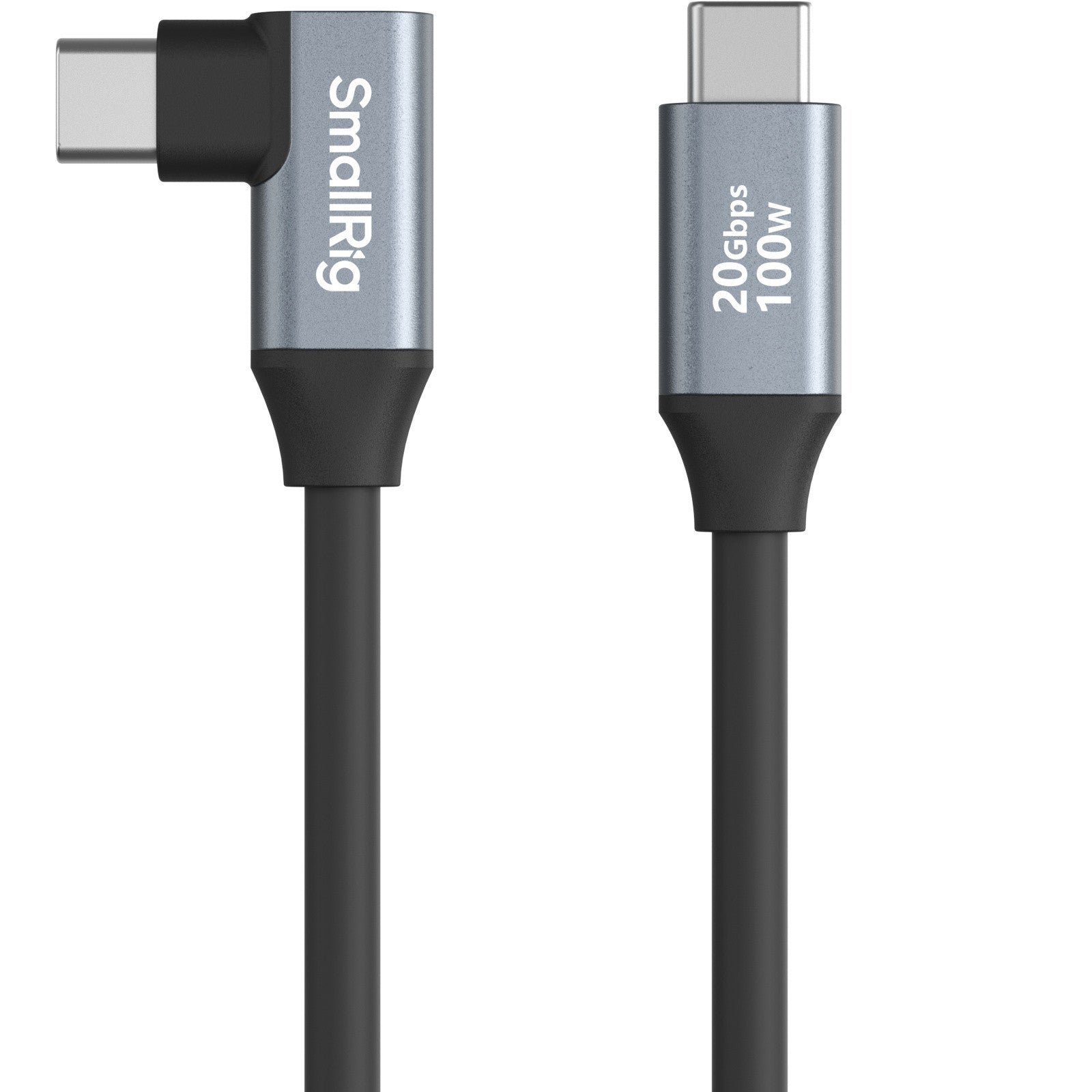 SmallRig USB-C auf USB-C Kabel – 20 Gbit/s – 0,35 m – PD 100 W – DP Alt Mode – Abgewinkelt – Schwarz/Grau