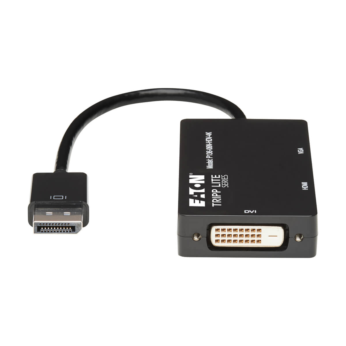 Tripp Lite P136-06N-HDV-4K Adapter DisplayPort zu VGA/DVI/HDMI – 4K (3840 × 2160) @ 30 Hz, DP 1.2 – Schwarz