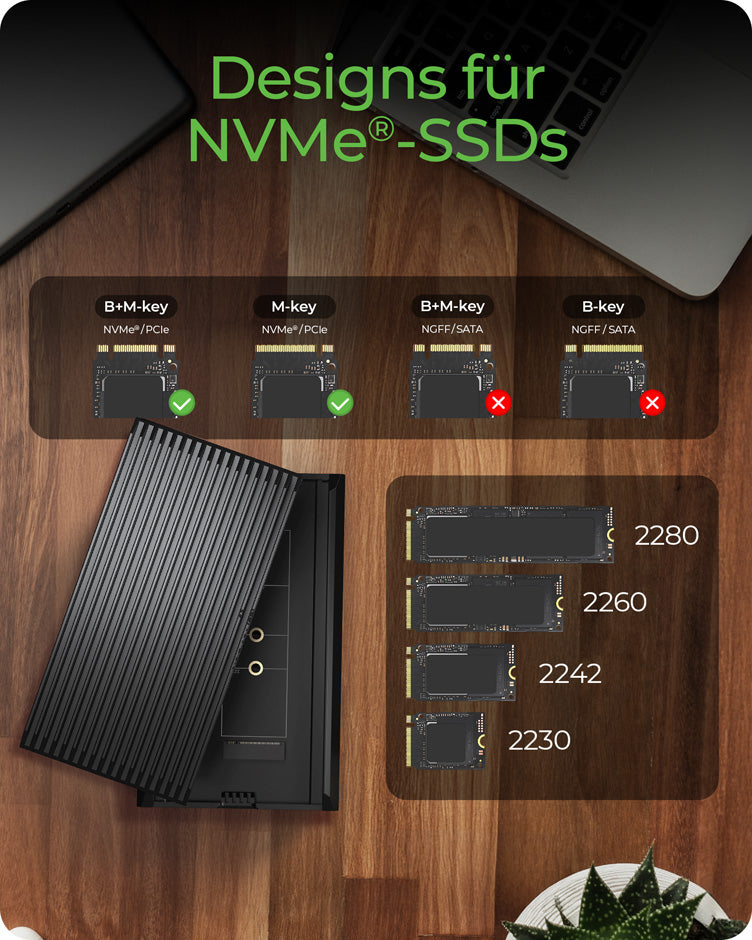 ICY BOX IB-1920M-C42 – 1-Bay Desktop SSD-Gehäuse – NVMe M.2, für M.2 22×30/42/60/80 mm (M-Key)