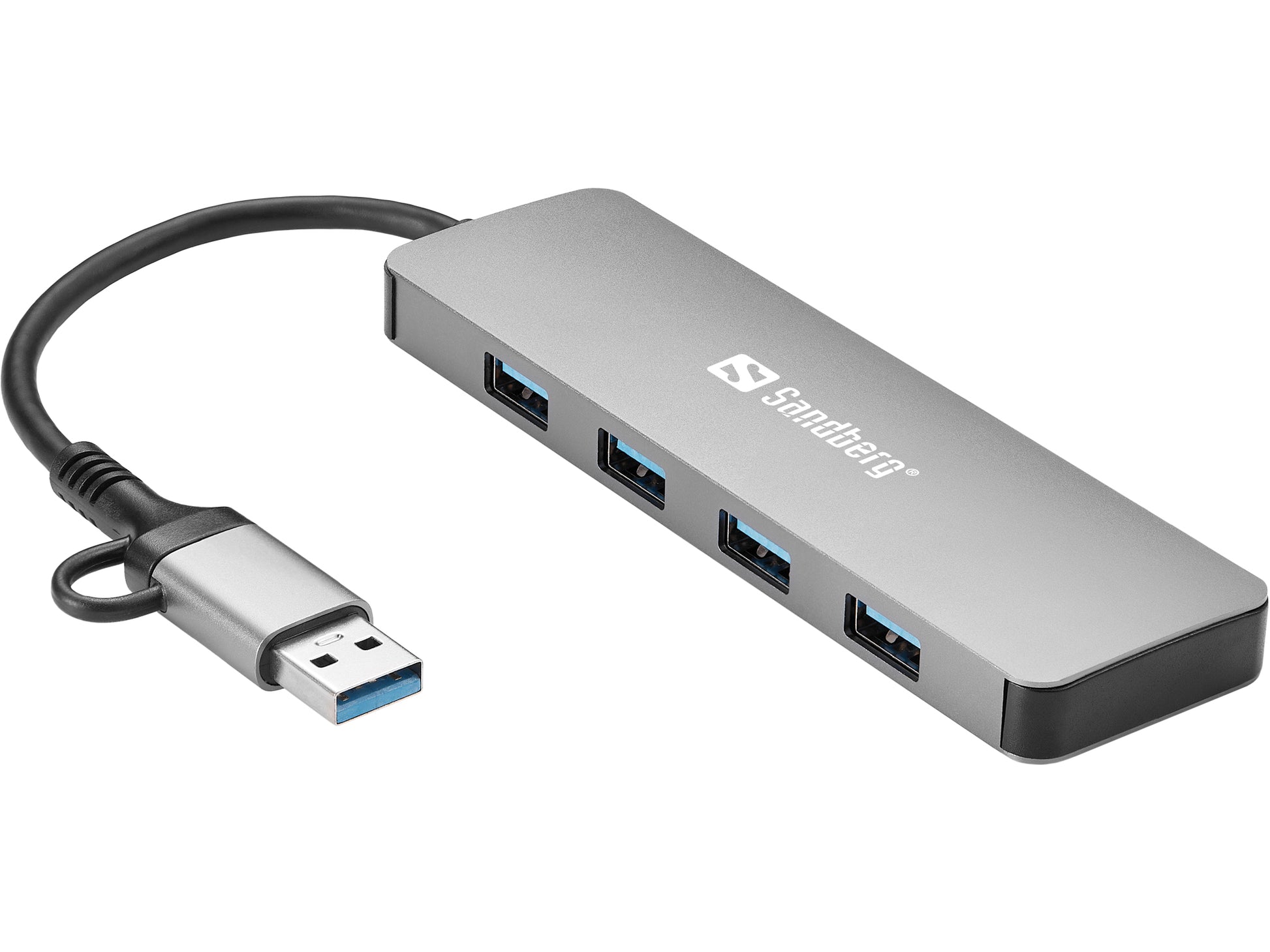 Sandberg USB-Hub – USB-C/USB-A, 4× USB-A, für Windows/Mac