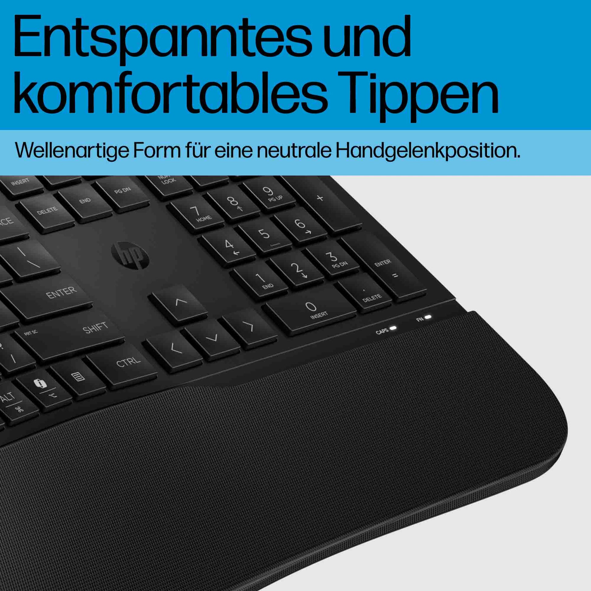 HP 480 Comfort – Tastatur – kabelgebunden, USB-A – auslaufsicher, leise Tasten – Schwarz