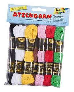 Folia Stickgarn-Set – Baumwolle, mercerisiert, 40 m, sortiert, 1 × 10 Farben – für Sticken