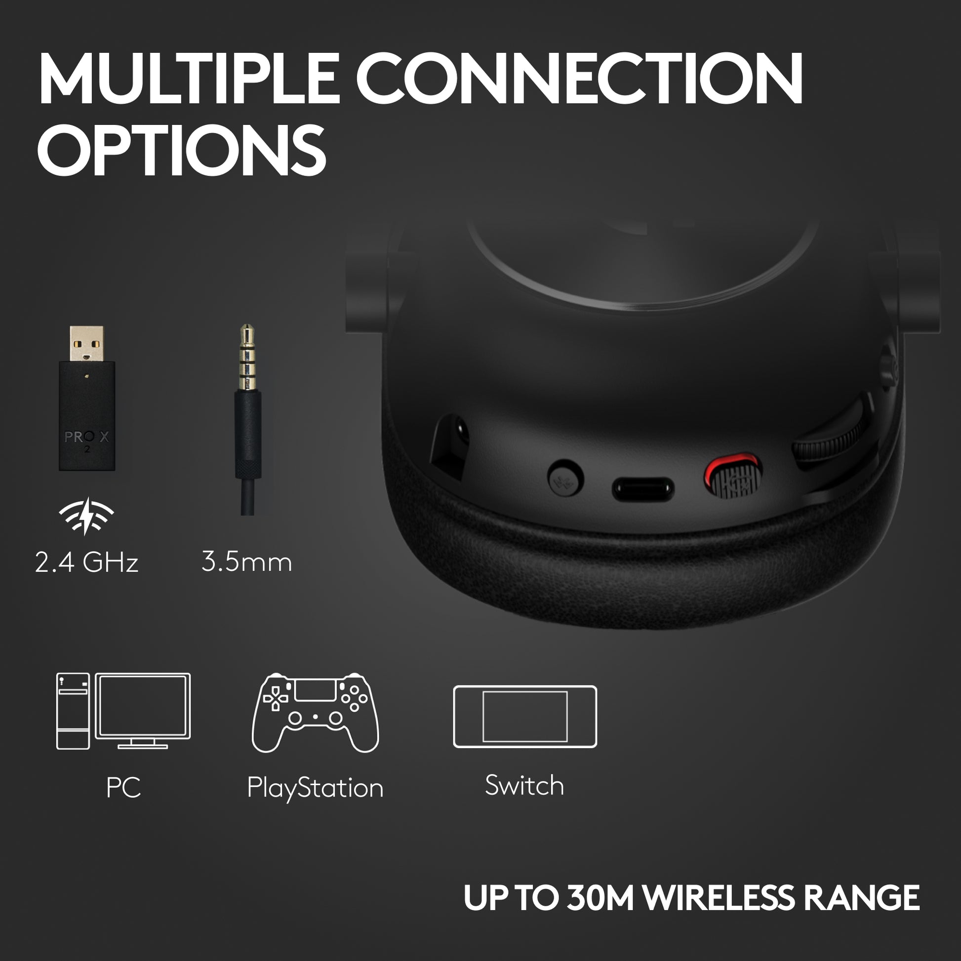Logitech G PRO X 2 LIGHTSPEED Gaming-Headset – Over-Ear, Stereo, Kabel + BT, mit USB-A-Dongle, Schwarz