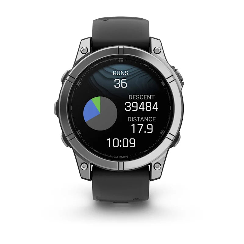 Garmin Fenix E – GPS-Smartwatch – 47 mm, 1,3" AMOLED, WLAN, Bluetooth, Gorilla Glass, 100 m, Silber/Schwarz