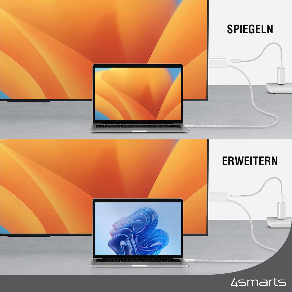 4smarts USB-C auf HDMI Kabel 4K – 2 m – Weiss