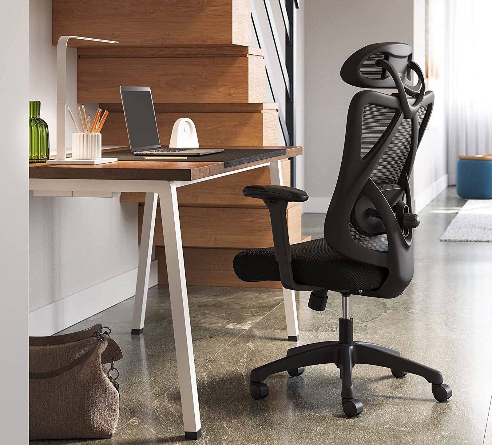 Songmics Bürostuhl – Sitzhöhe 45–54 cm, 150 kg, Schwarz