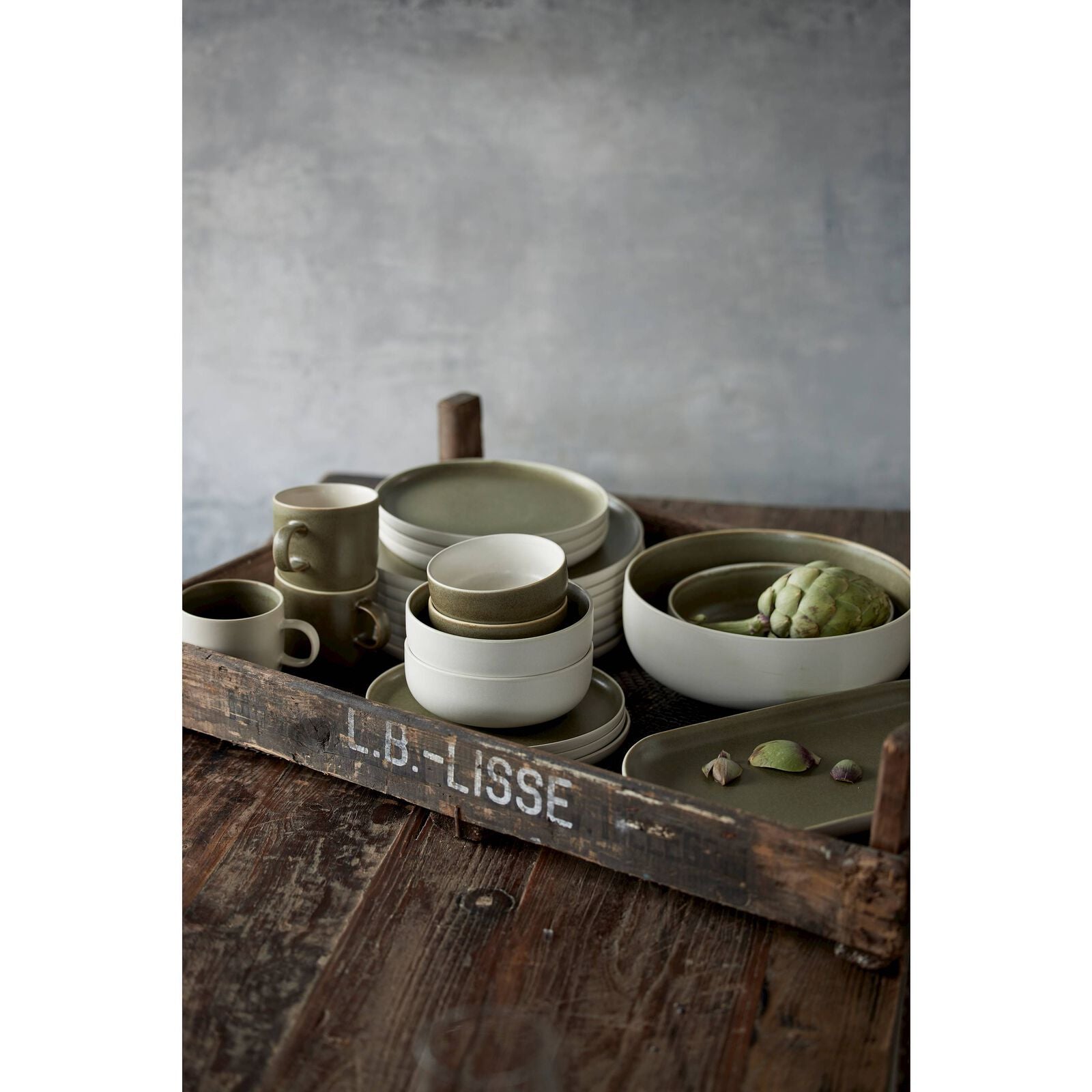 Studio Round Snackschale – Ø 11 cm, Steingut, Grün/Weiss, spülmaschinenfest, mikrowellengeeignet