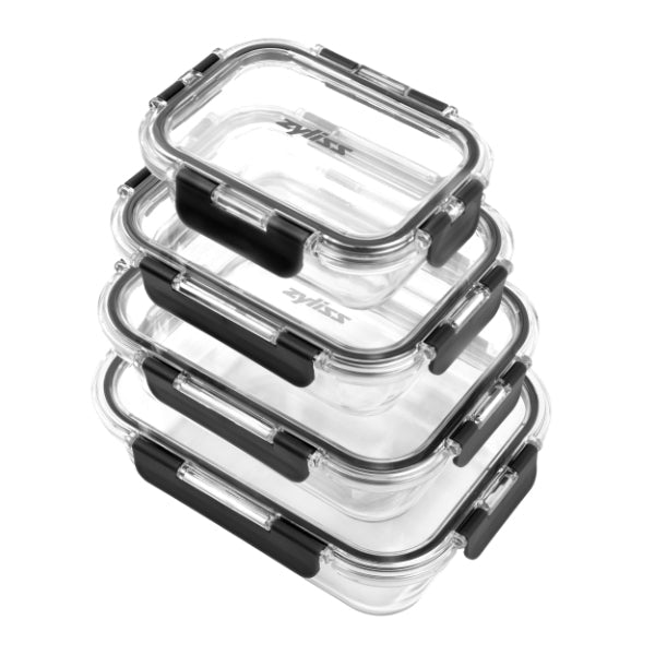 Zyliss Vorratsdose 370 ml, 640 ml, 1,05 l, 1,52 l, 4-teilig, Tritan/Polypropylen (PP), transparent/schwarz