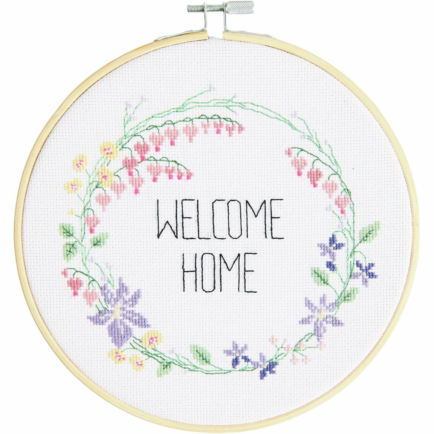Rico Design Kreuzstich-Bastelset Blumenkranz – Ø 20 cm