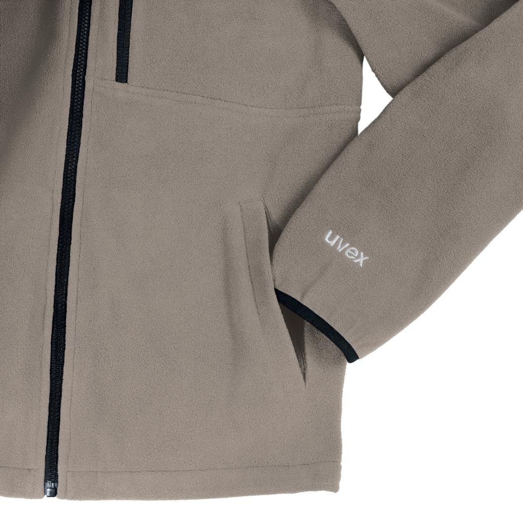 Uvex Fleecejacke suXXeed craft – 5XL – Beige/Schwarz, Fleece/Polyester, 260 g/m², OEKO-TEX Standard 100