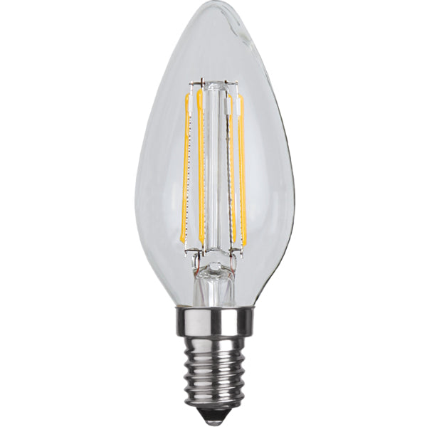 Star Trading LED-Leuchtmittel E14 C35 – Warmweiss 2700 K, 470 lm, 4 W – Transparent, Glas