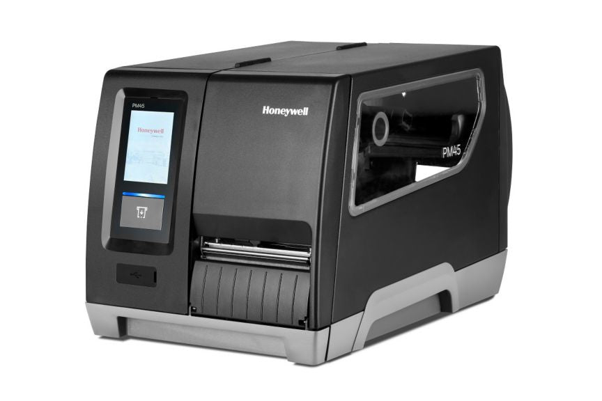 Honeywell PM45A – Etikettendrucker, Thermotransfer, Rewinder, Touch-Display, Entnahme-Sensor, LAN, 203 dpi