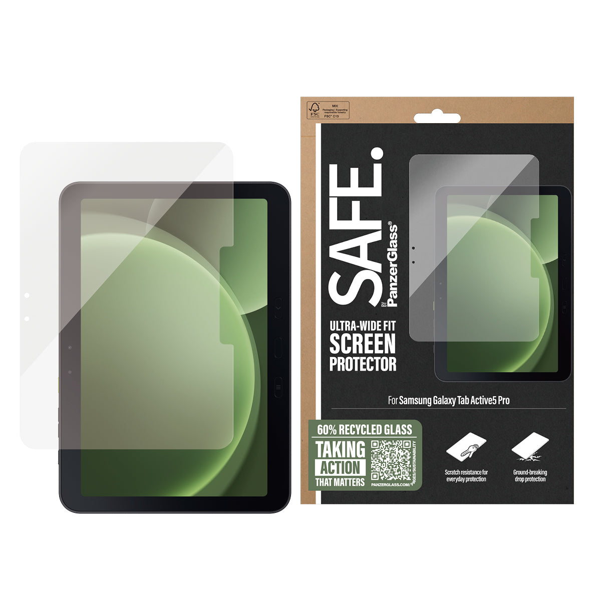 PanzerGlass Displayschutzfolie – für Samsung Galaxy Tab Active5 Pro, kratzresistent, stossfest