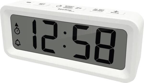 Technoline Digitalwecker – Schlummerfunktion, Thermometer/Hygrometer, 3,7 × 8,8 × 2,1 cm, Weiss