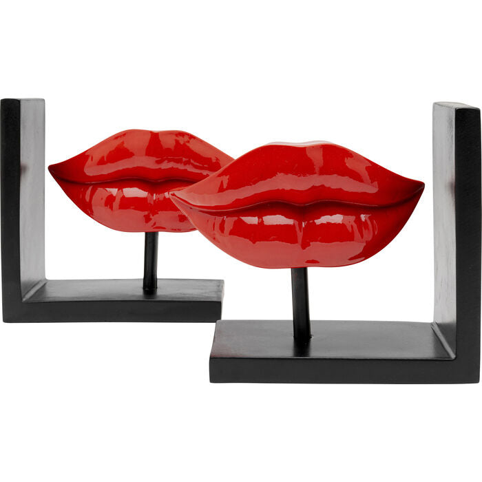 KARE Lips Buchstütze – Polyresin – Rot – 345 × 165 × 90 mm – 2 Stück