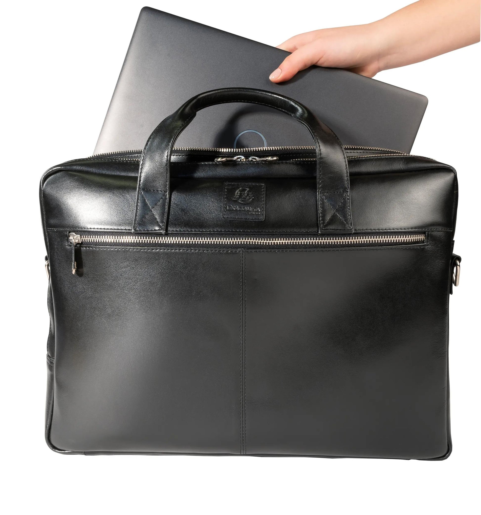 Exacompta Notebook-Tasche für Notebooks bis 15,6" – Leder, wasserabweisend – Schwarz