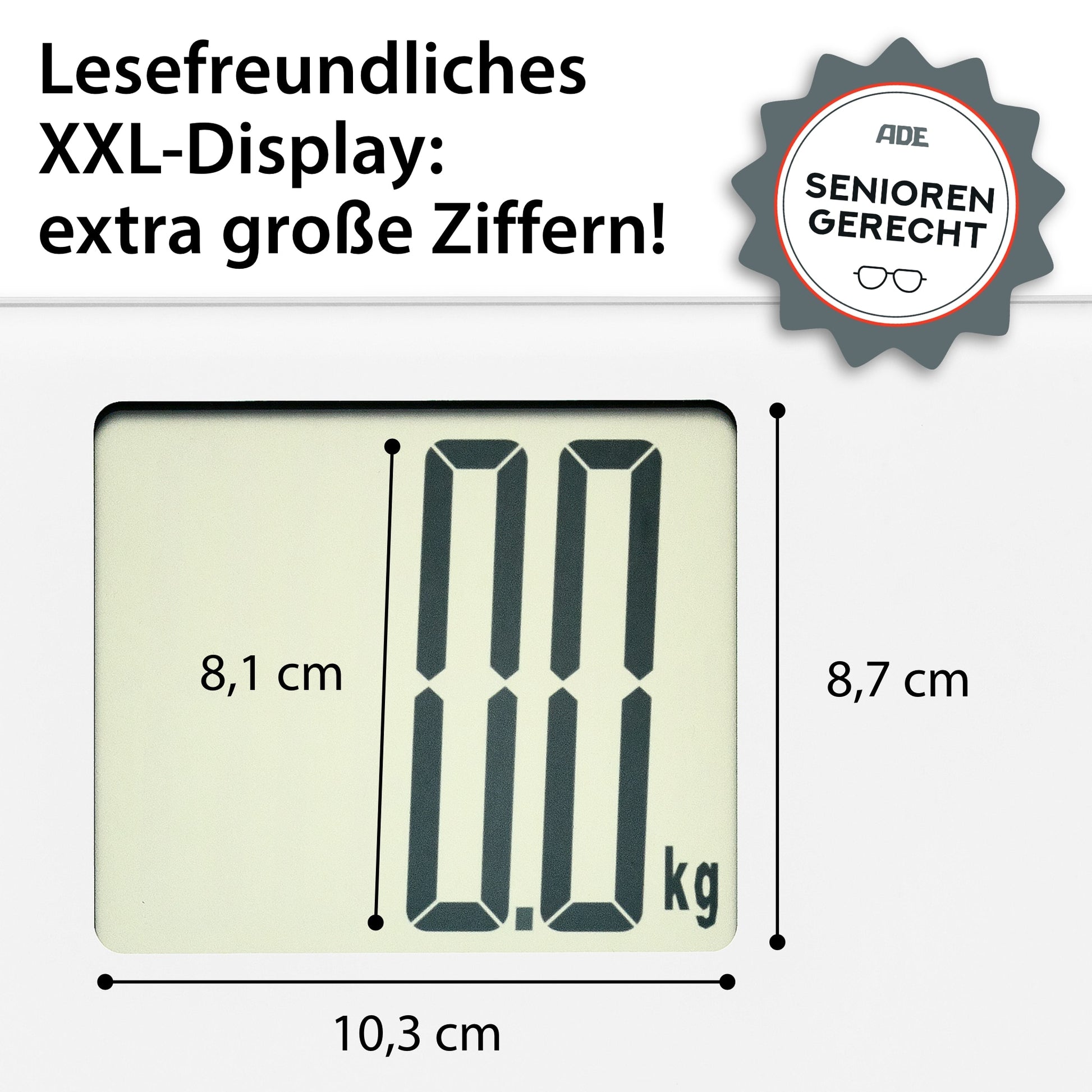 ADE Paketwaage Katharina BE1723-1 – Tragkraft 200 kg, Teilung 100 g, Wiegefläche 30 × 30 cm, Batterie