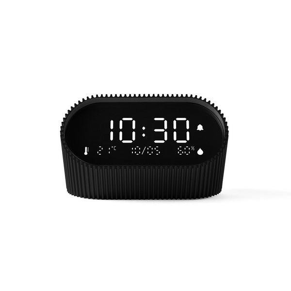 LEXON Wecker Ray – digital, schwarz matt, Aluminium, Schlummerfunktion, Thermometer