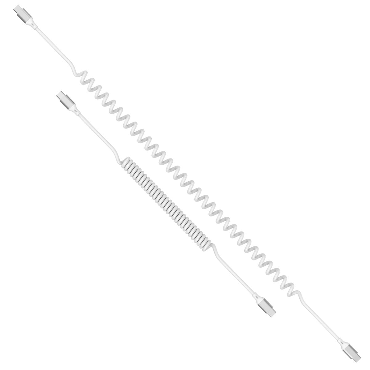 4smarts USB-C auf USB-C Kabel – USB 2.0 (480 Mbit/s) – 1,35 m – PD 100 W – Spiralkabel, TPU-Mantel – Weiss