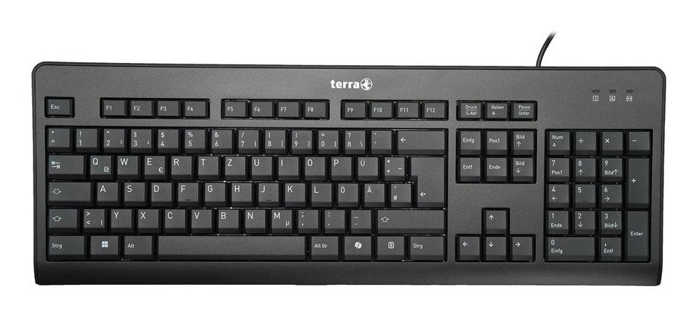 TERRA Tastatur – QWERTZ 105 Tasten, kabelgebunden USB 1,8 m, volle Grösse 100%