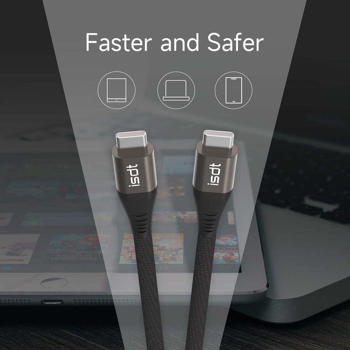 ISDT USB-C auf USB-C Kabel – USB 3.2 Gen 2 (10 Gbit/s) – 1,2 m – PD 100 W – für MacBook Pro und mehr
