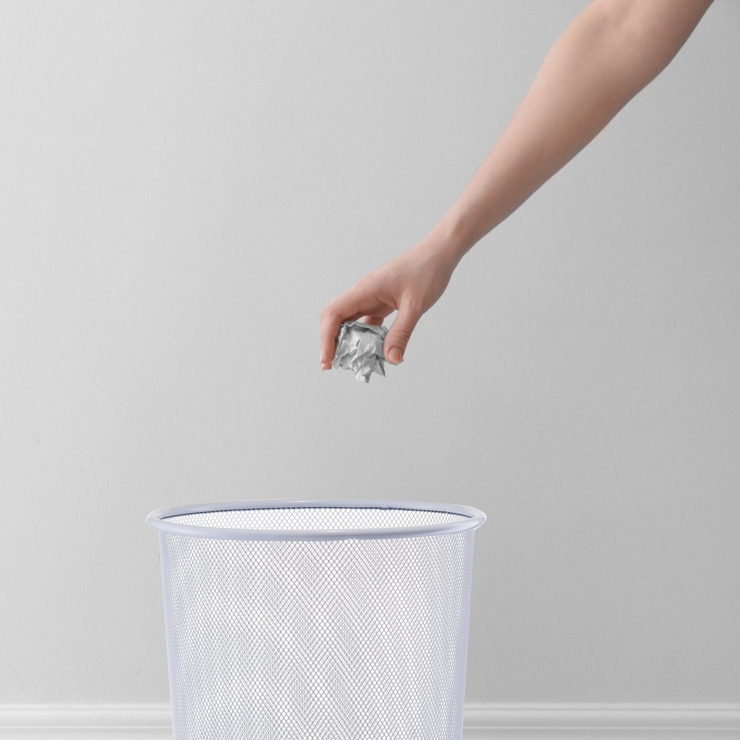 Zeller Present Papierkorb – 12 l – Metall (Netz), rund – weiss