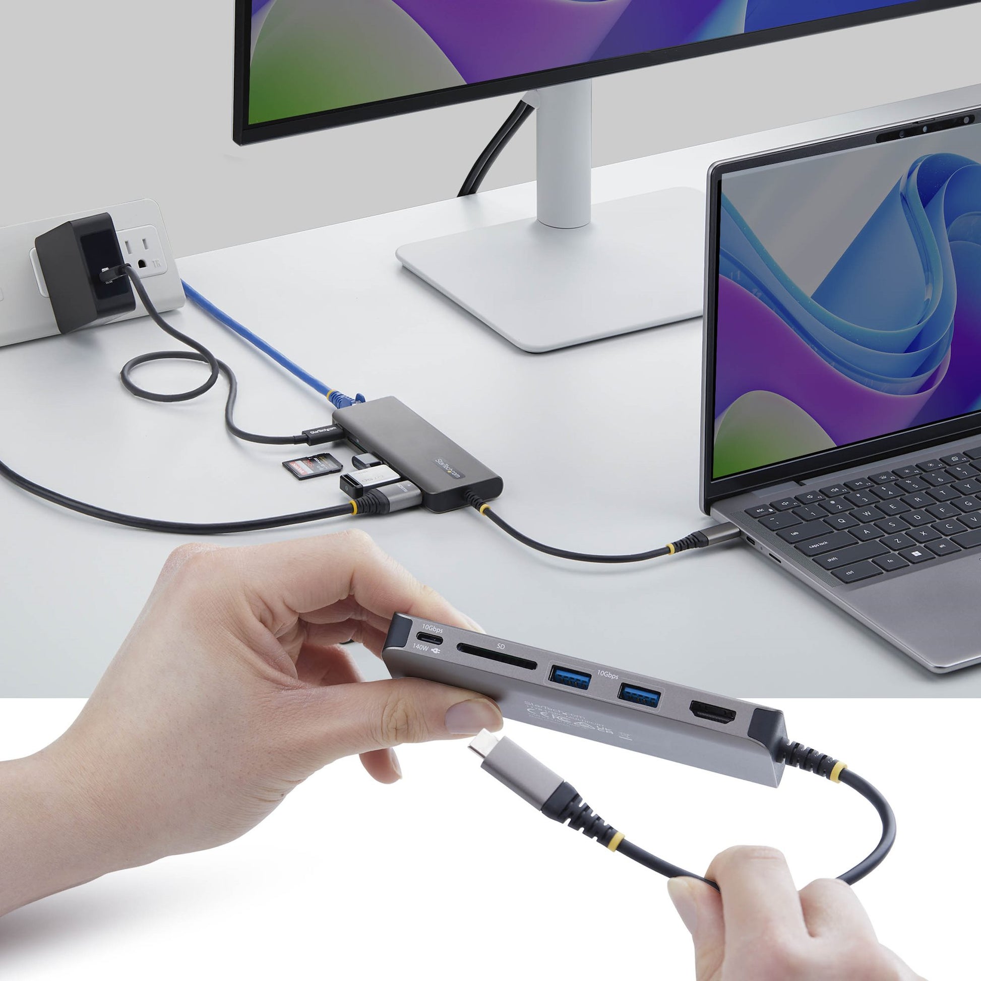 StarTech.com 177B-USBC-MULTIPORT USB-Hub – USB-C, 1× HDMI, 2× USB-A, 140 W PD, 2.5GbE, für Windows/Mac/iPadOS