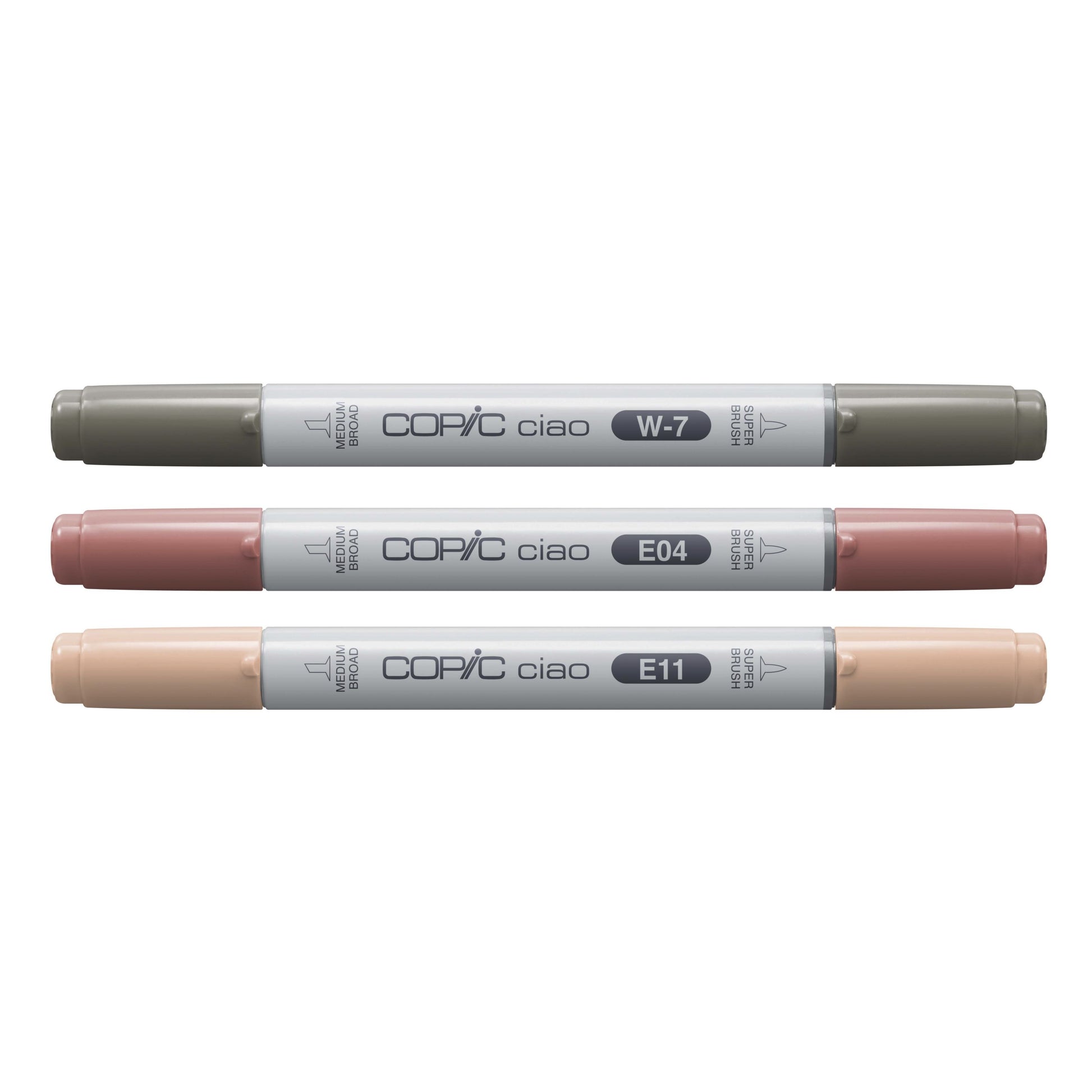 Copic Ciao Brush Pens – Kombi (Keil + Pinsel), alkoholbasiert, 3 Farben