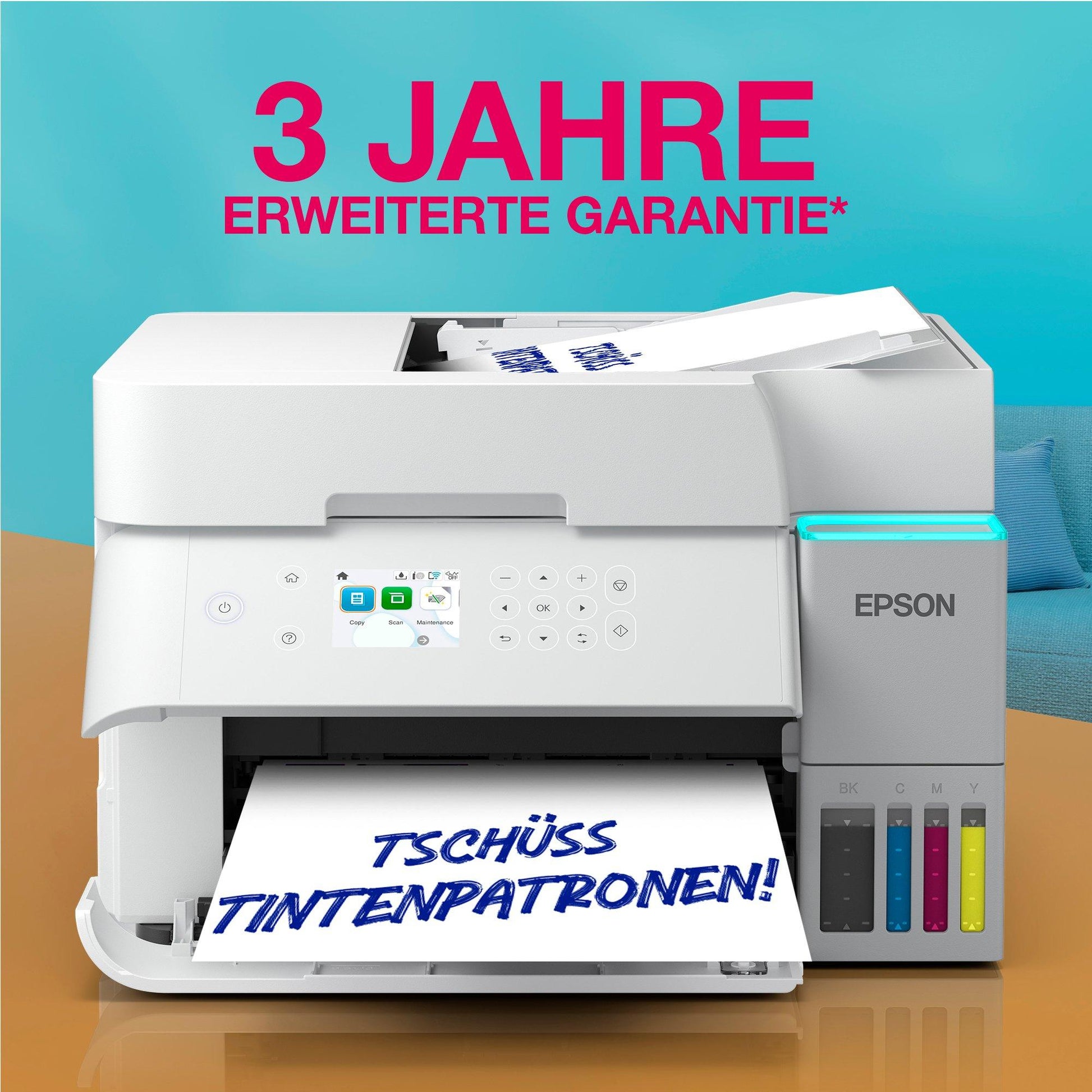 Epson EcoTank ET-3956 – Farbtintenstrahl-Multifunktionsdrucker, A4, 3-in-1, Duplex, ADF, WLAN/LAN, AirPrint