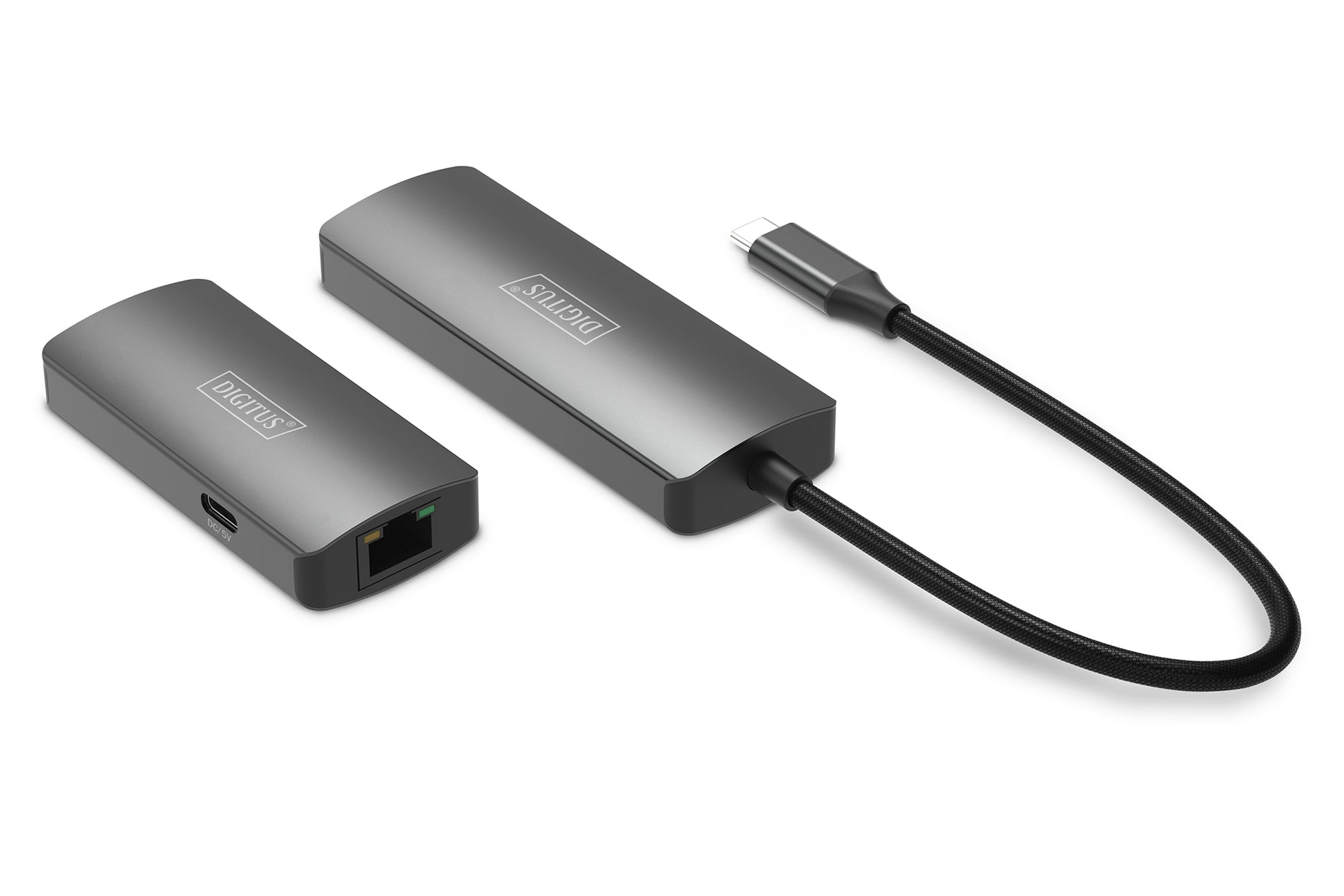 Digitus 4K Video Extender – HDMI 2.1, USB-C – für Cat6-Kabel bis 30 m – Schwarz, Aluminium