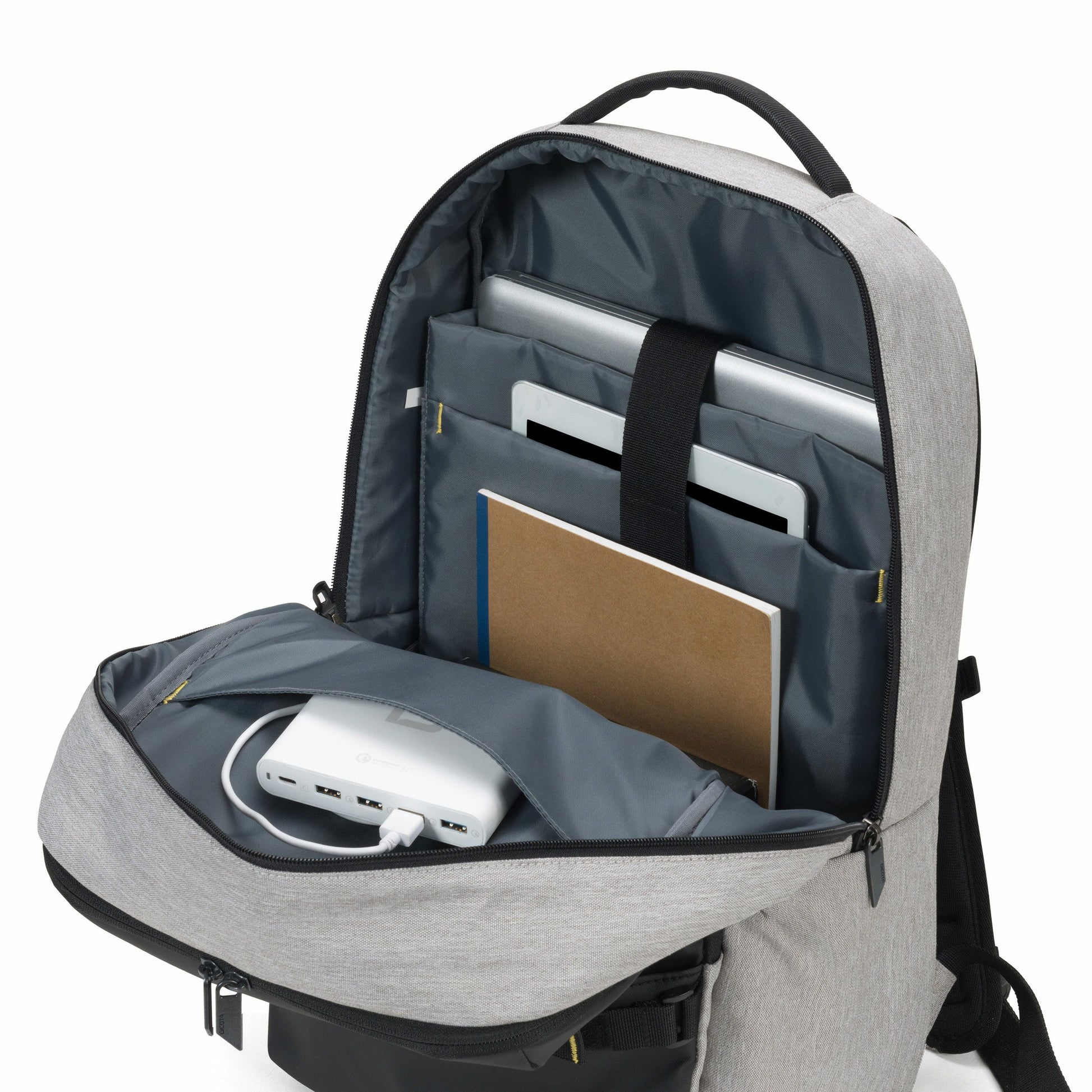 DICOTA Notebook-Rucksack bis 15,6" – HDF-geschütztes Notebook-Fach, Regenhülle – Grau