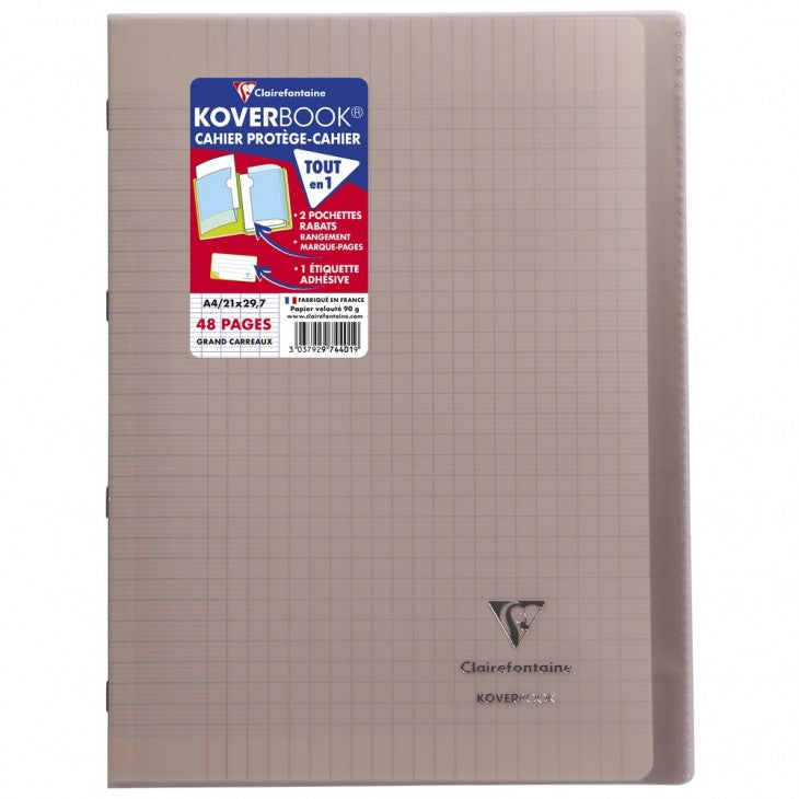 Clairefontaine Notizheft – A4 – 48 Seiten – 90 g/m² – geheftet, transparentes PP-Cover, assortiert, PEFC