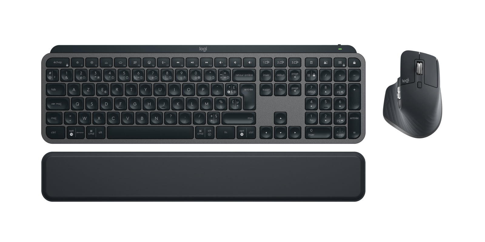Logitech MX Keys S Combo – Tastatur, kabellos (Bluetooth), FR-Layout (FR), Grau