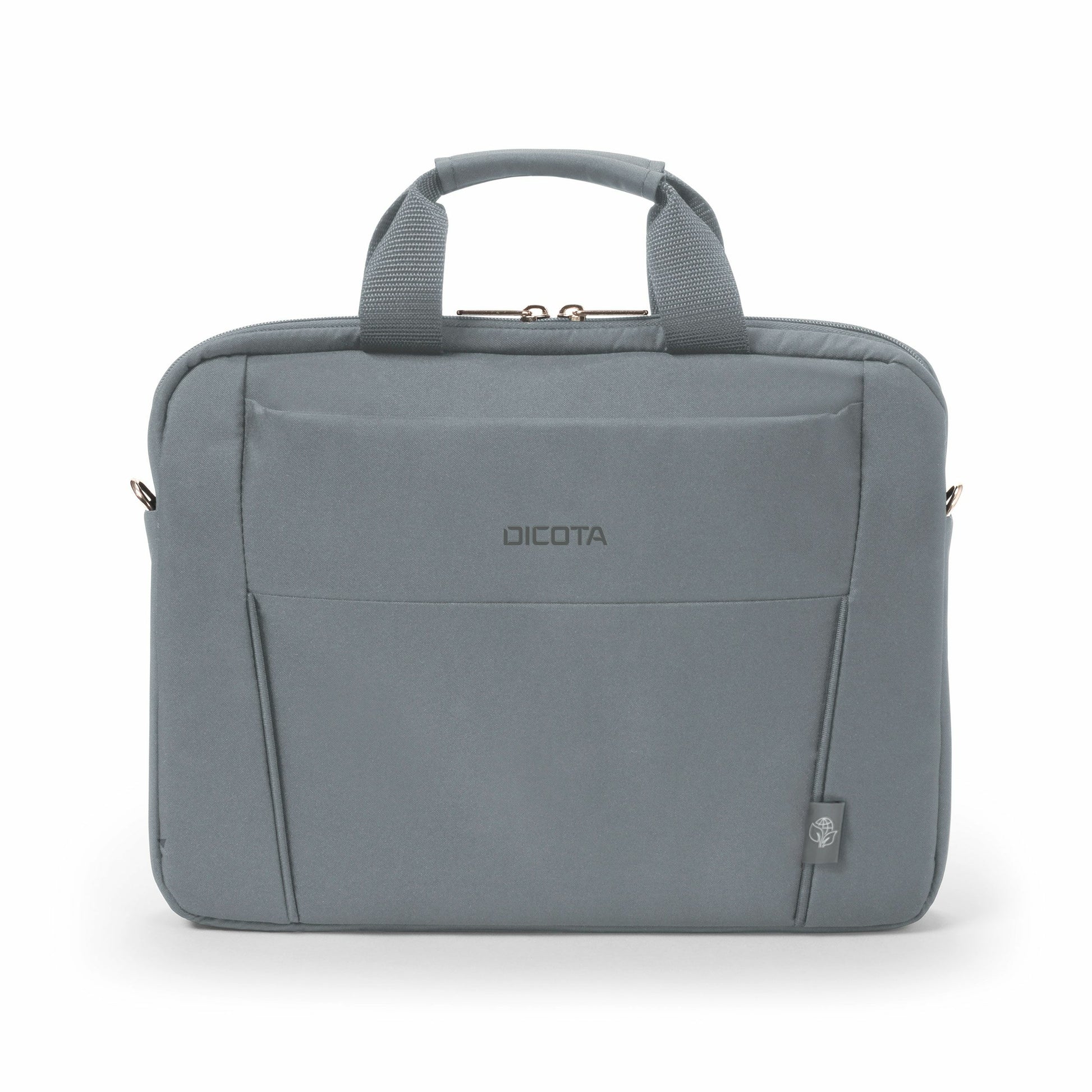 DICOTA Notebook-Tasche für bis 14,1" – abnehmbarer Schultergurt, aus recyceltem PET – Grau
