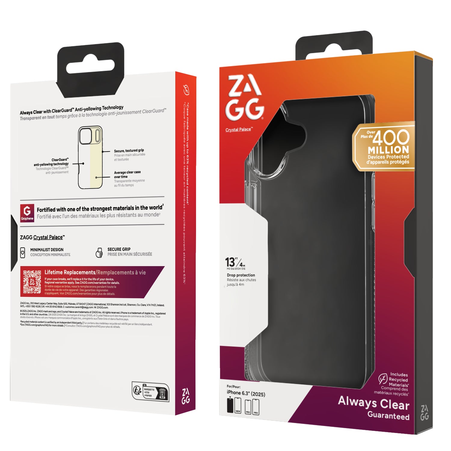 ZAGG Crystal Palace – Backcover – für Apple iPhone 17, Graphen, Transparent, bis 4 m Sturzsicher