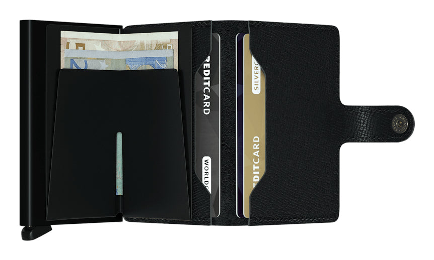 Secrid Kartenetui Miniwallet – RFID-Schutz, 6 Karten – 65×102×21 mm – Schwarz – Aluminium