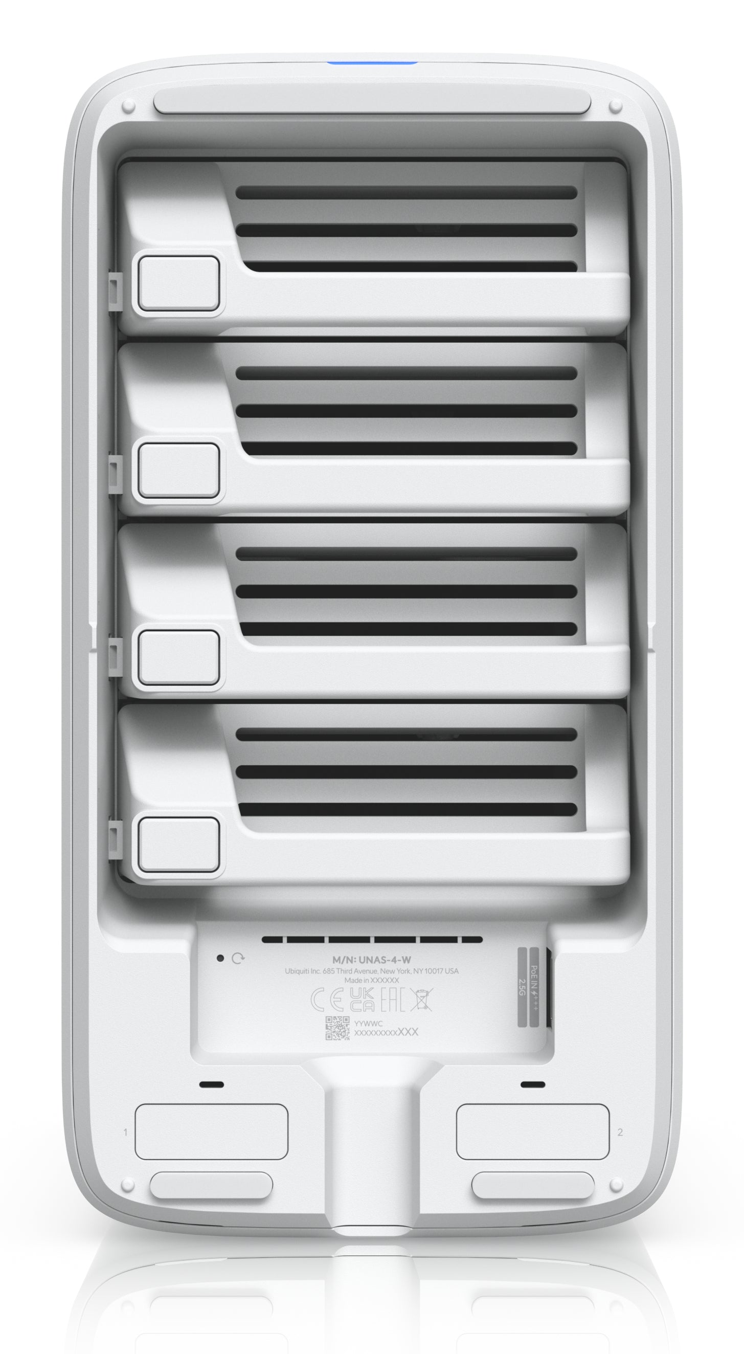 Ubiquiti UniFi Network Attached – 4-Bay Desktop NAS – ARM Cortex-A57, 4 GB RAM, 2,5GbE, für 2,5"/3,5" HDD/SSD