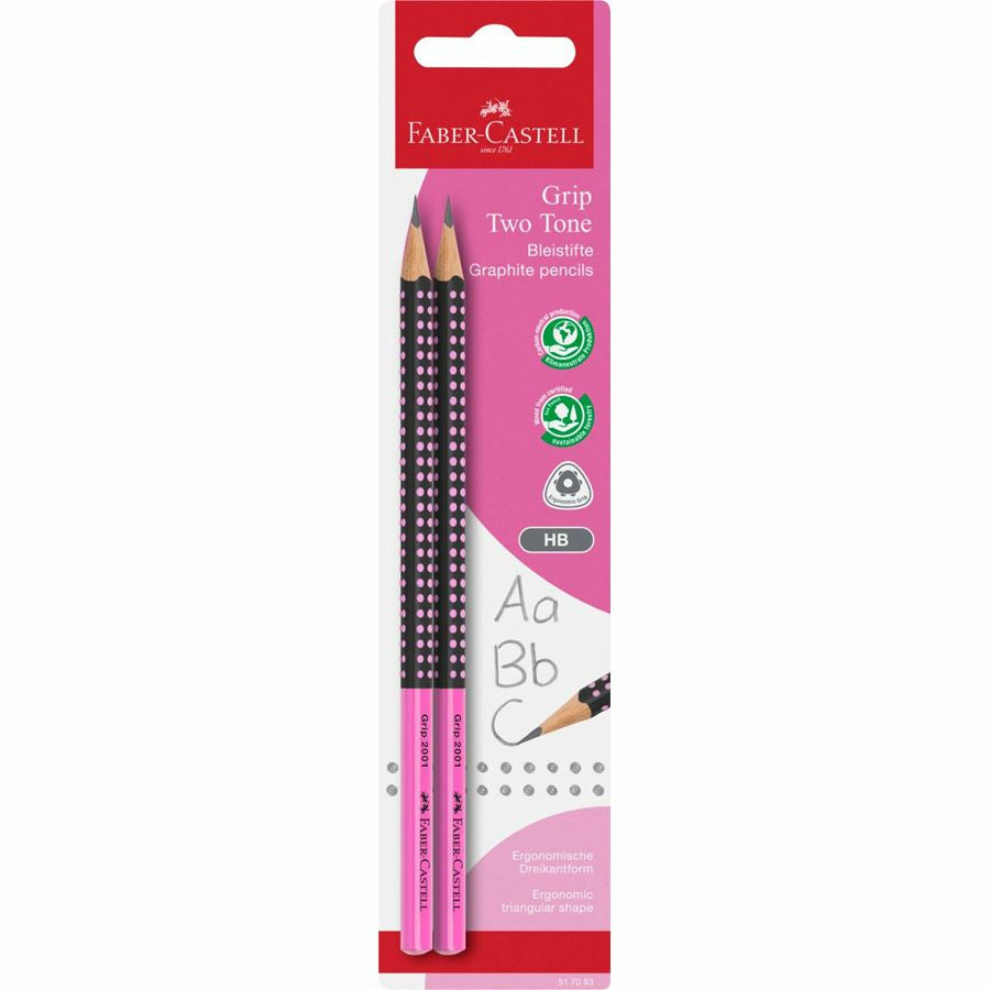 Faber-Castell Grip 2001 Two Tone Bleistifte HB, hexagonal – 2er-Set