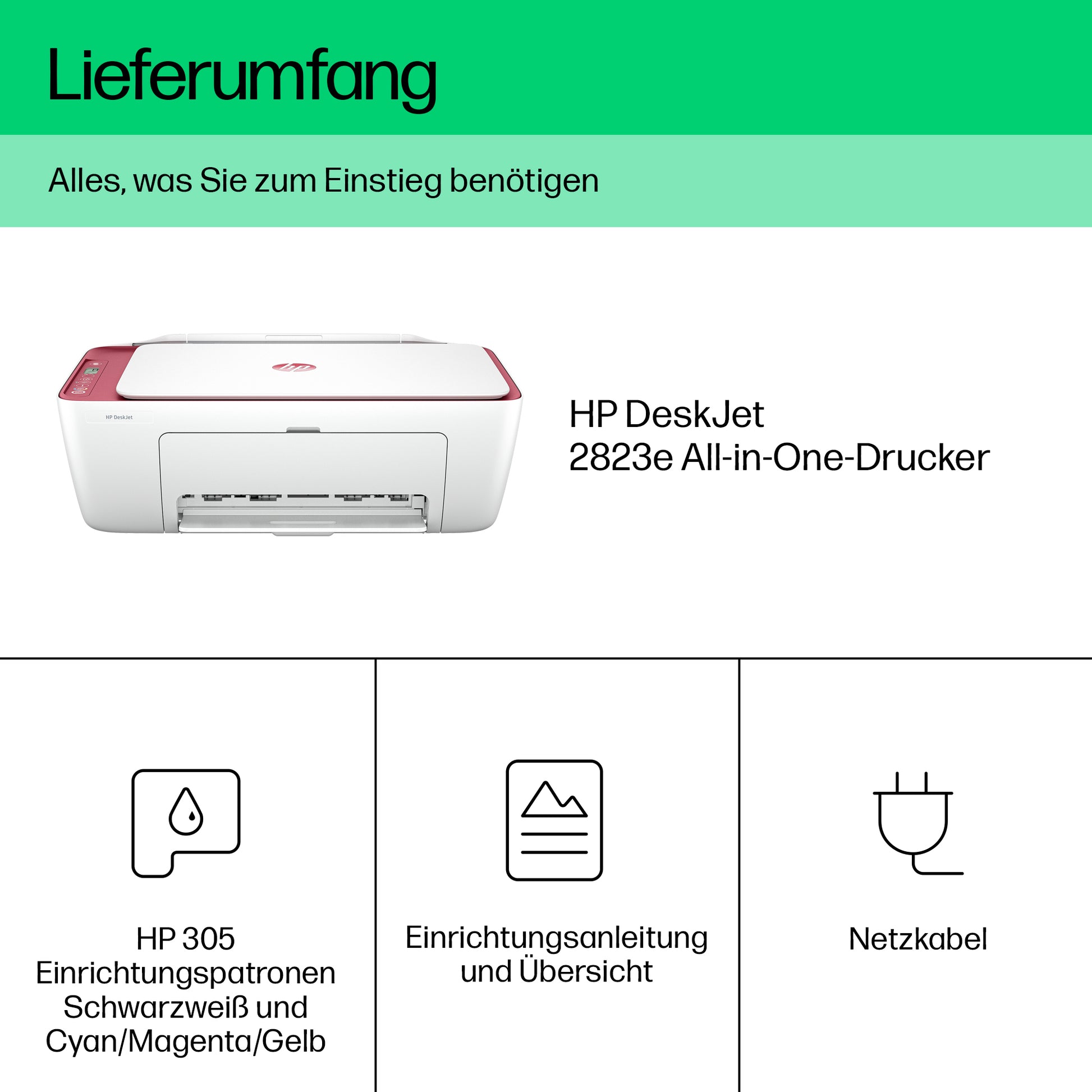 HP All-in-One – DeskJet 2823e, Farbe, Kopierer, Scanner