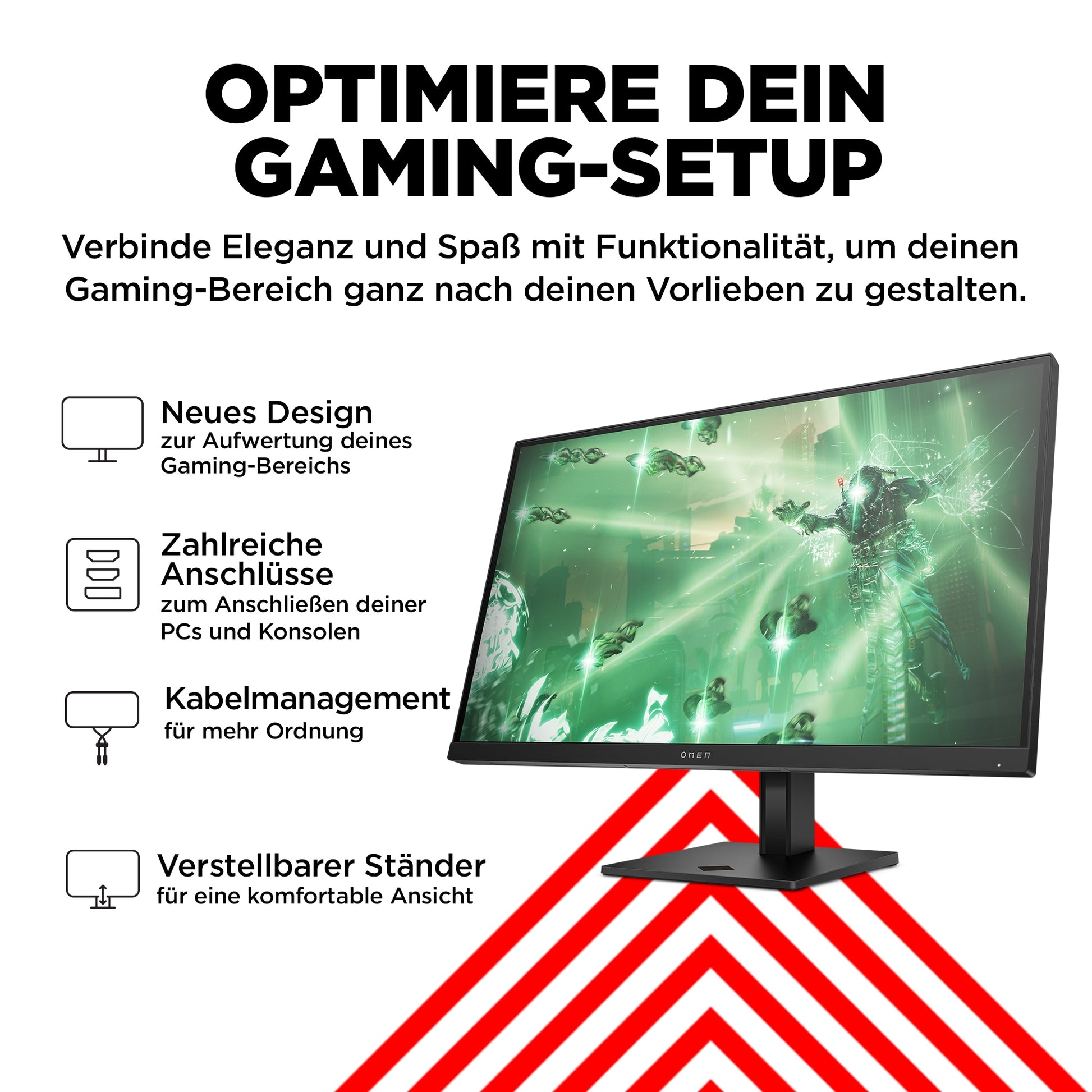 HP OMEN 27q – Monitor, 27", 2560 × 1440 (WQHD), IPS, 165 Hz, 400 cd/m², VESA 100 × 100, Schwarz