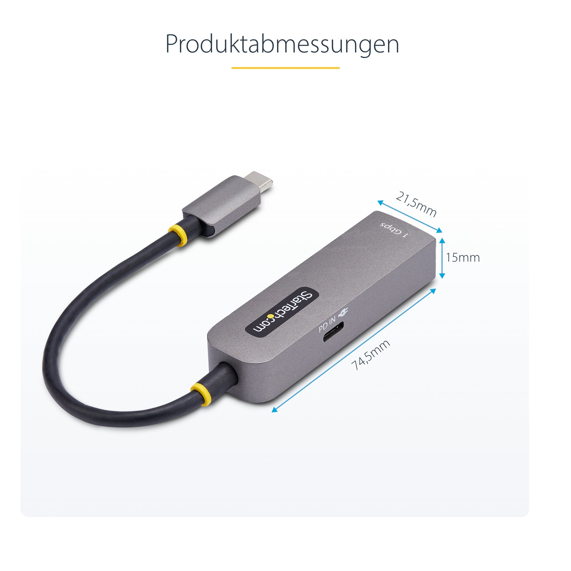 StarTech.com Netzwerkadapter USB-C zu RJ-45 – 1 Gbit/s, USB 3.2 Gen 1 (5 Gbit/s), 0,15 m – Grau