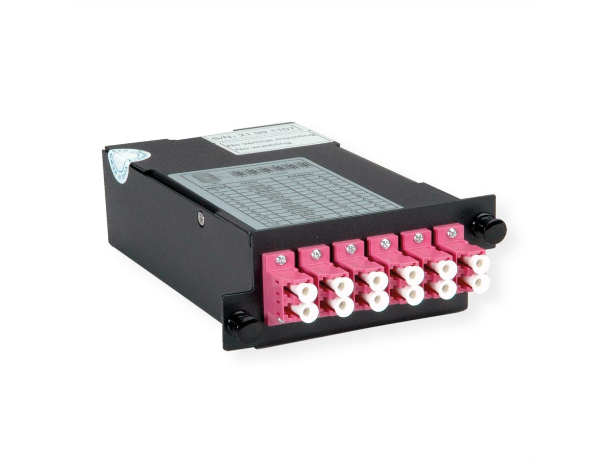 VALUE MPO-Modul – MPO (männlich) zu 12× LC (weiblich), Multimode OM4, Schwarz, 74,7×126,6×37,5 mm