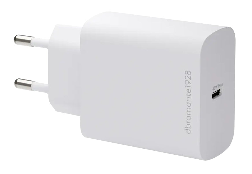 dbramante1928 CH45EUWH7247 USB-Ladegerät 45 W – USB-C×1 – PD, PPS, QC 3.0, GaN, EU-Stecker (Typ C) – Weiss